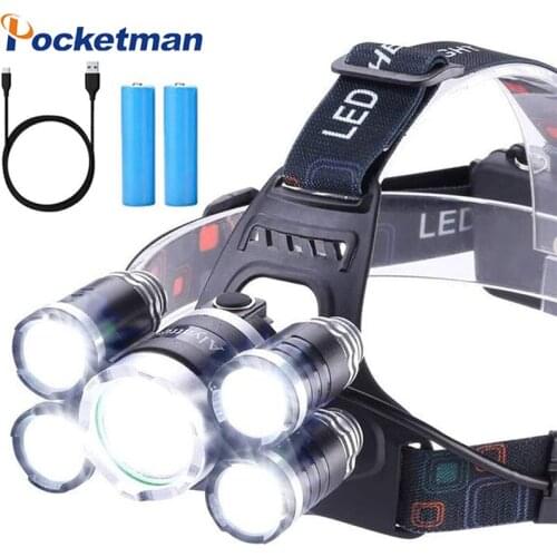 Most Powerful LED Headlight Rechargeable Headlamp 3/5 LED Head Light Waterproof Head Torch Camping Head Lamp Head Front Light