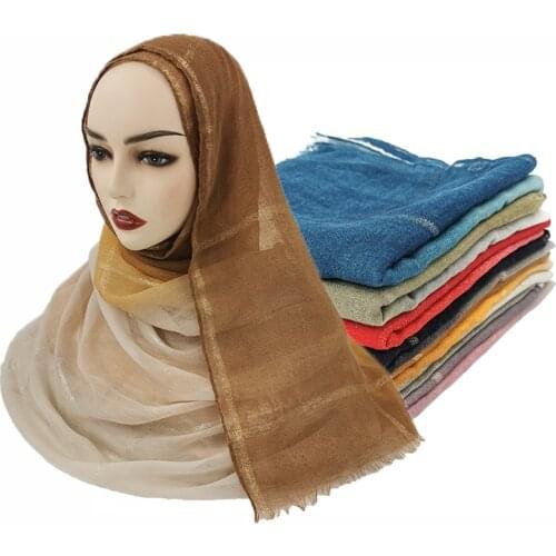 2020 Luxury Brand Gradient Gold Striped Winter Warm Women Scarf Plaid Thick Blanket Wraps Scarves for Women High Quality 7 color