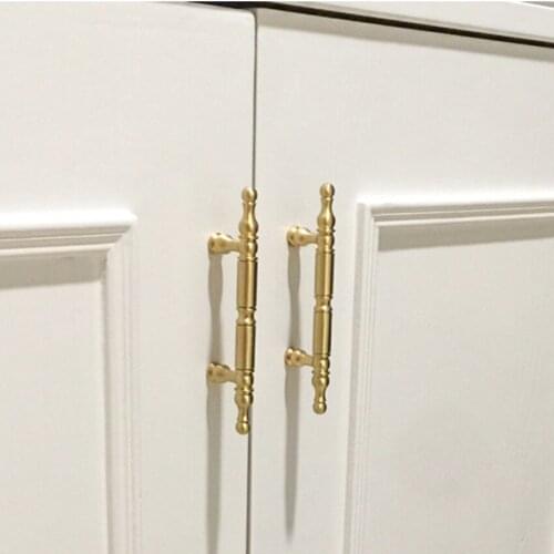 Hole picth 108mm European brass cupboard wardrobe hardware handle modern simple stain brass luxury wine cabinet dresser pull 4.3