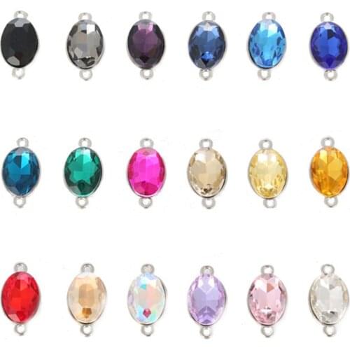 10pcs/lot Crysta Glass Oval Charms Pendant Connector Charm for Earring Findings DIY Necklace Bracelet Jewelry Making Accessories