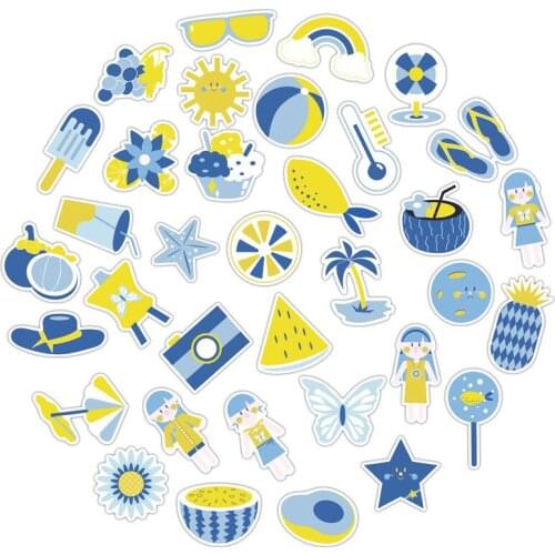 10/50pcs Summer StyleYellow and Blue Graffiti Stickers for Laptop Moto Skateboard Luggage Refrigerator Notebook Laptop sticker