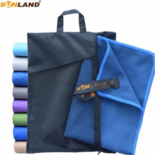 Sunland Microfiber Travel Sports Fast Drying Beach Towel With Carrying Bag and Hook 61cmx122cm One Pack Compact Camping Swimming