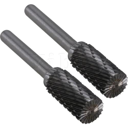 2 Pieces A Type Silver Cylinder Carbide Rotary Burr Drill Bit 0.47" Dia