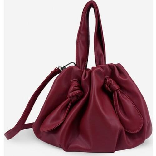 Vintage 2020 Shoulder BagsFor Women New Bucket Bag Ladies Messenger Bag Casual Vintage Soft PU Handbag Bolsa Feminina
