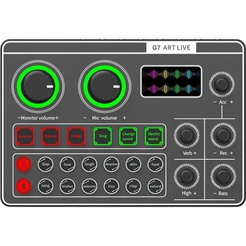 G7 External Sound Card USB Headset Microphone Mixer Webcast Sound Card Rechargeable Live Broadcast For Phone PC Computer