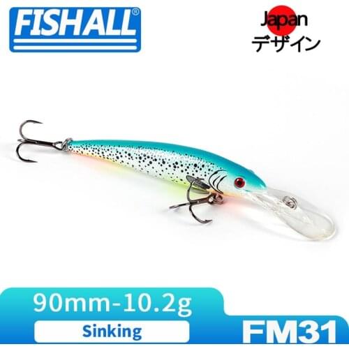 Walleye B-Shad Sinking Minnow Lure 90mm 10.2g Deep Diving Hard Plastic Wobbler Bait For Trout Bass Pike
