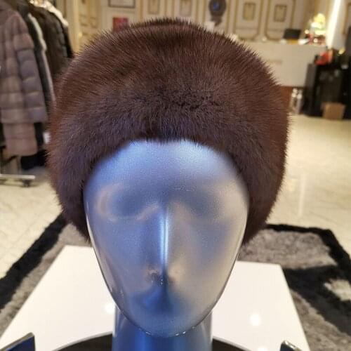WINTER PALACE 2020 Fur Hat Winter Warm Natural Mink Fur Hats for Women Classic Luxury Caps Earflap mink hat