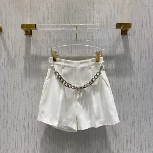 Runway Streetwear Women Solid Mini Shorts 2021 Autumn Fashion Sexy High Waist Chain Hot Sale Shorts