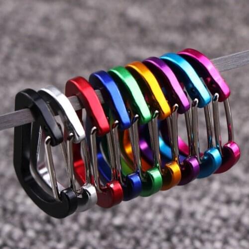 1/5/10PCS Camping Hiking Hook Climbing Button Carabiner Outdoor Sports Multi Colors Aluminium Safety Buckle Keychain Durable