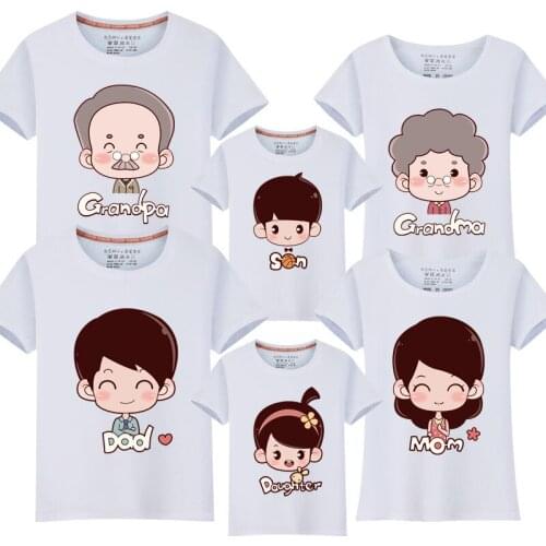 1 piece Family Matching Clothes Outfit Mother daughter grandpa grandma matching father boy family look kids summer short t-shirt