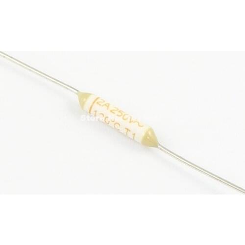 100pcs ELCUT UMI Microtemp Thermal Fuse Axial Type 123 TF Cutoff 130 Degree 250V 2A
