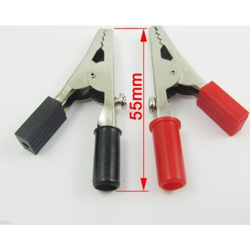 2pcs Alligator Clip to 4mm Banana Female Test Adapter 55mm Plastic Insulated