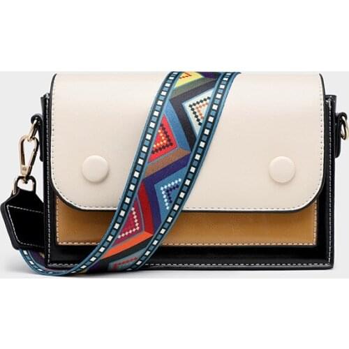 2020 new bag Korean wide shoulder strap diagonal small square bag net red fashion one-shoulder portable female bag ins trend