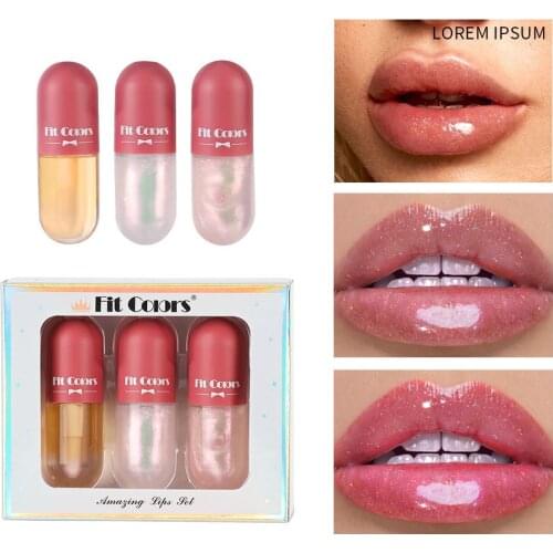 3pcs/set Lip Gloss Plump Sexy Lips Moisturizing Lip Oil Elasticity Matte Velvet Liquid Lipstick Lip Glaze