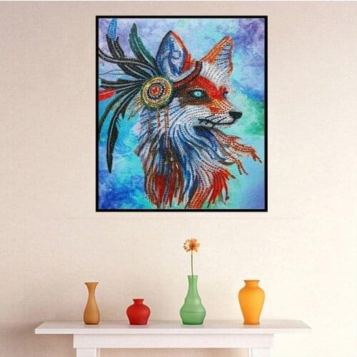 5D Diamond Painting Fox Special Shaped Diamond Embroidery Sale Animal Partial Round Mosaic Picture Of Rhinestone Decoration Home