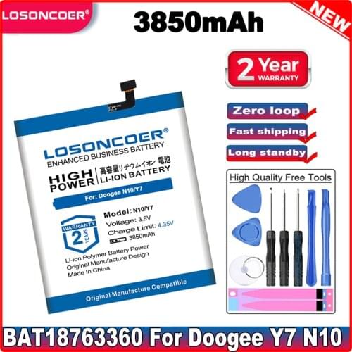 3850mAh BAT18763360 Battery For Doogee Y7 Replacement Battery For Doogee N10 Smart Phone Batteries +Free tools