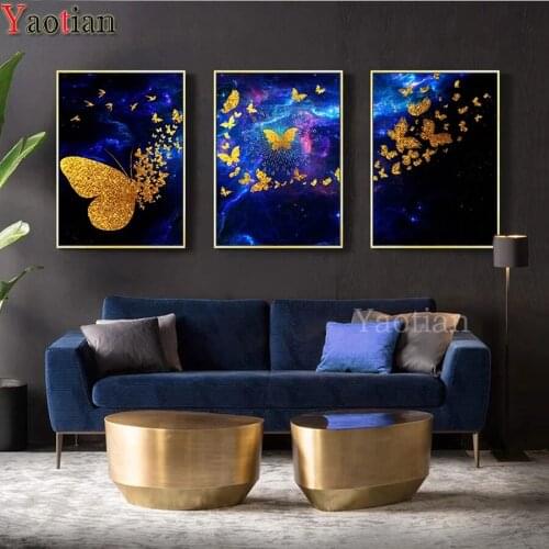 Diamond Painting Abstract butterfly 5D Diamonds Embroidery Triptych Painting Rhinestone round Drill Home Decor Holiday gift 3pcs