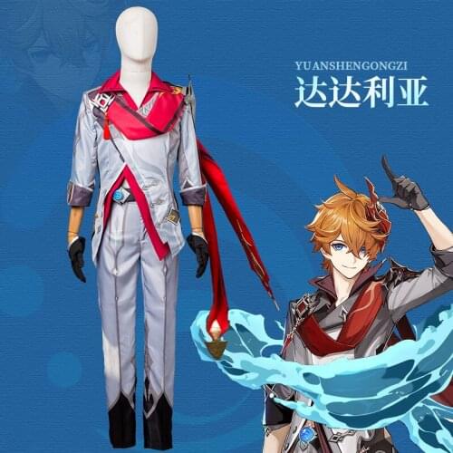 Anime! Genshin Impact Tartaglia Childe Game Suit Handsome Uniform Cosplay Costume Halloween Carnival Party Outfit Men 2021 NEW