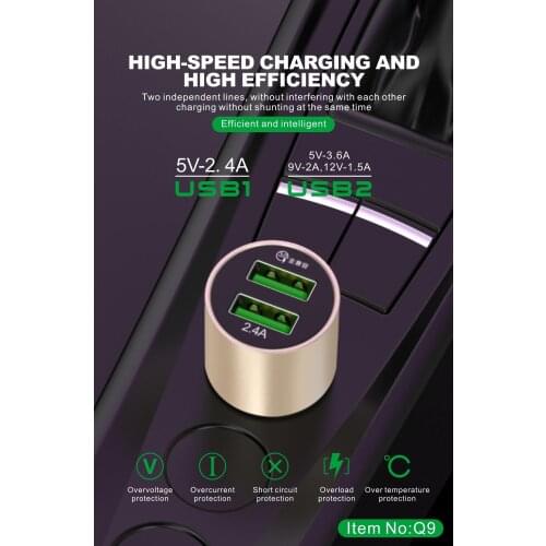 Dual USB Car Charger 2 Ports LCD Display 12-24V Cigarette Socket Lighter Car Charger for iphone samsung xiaomi huawei