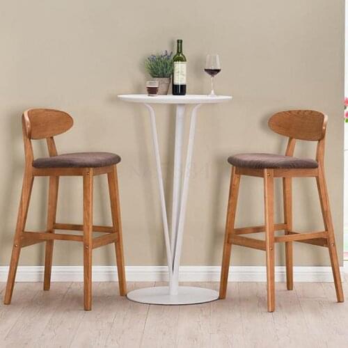 Solid wood bar chair creative bar chair European back bar chair simple retro bar stool high stool