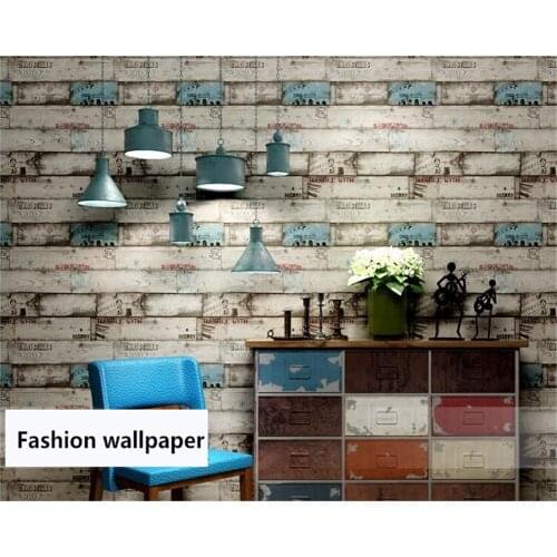 Beibehang Nostalgic vintage wall paper antique wood grain personalized storefront restaurant restaurant background 3d wallpaper