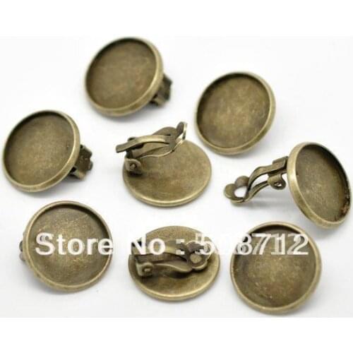 Free shipping!!! 500pcs/lot Pad 16mm Bronze color Round Cabochon Settings Earring Clips,Earrings base,Earrings post