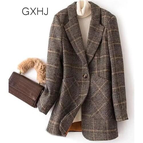 5XL Fashion Autumn Women Plaid Blazers and Jackets Work Office Lady Suit Business Female Blazer Coat Talever LHJ152