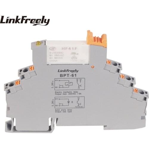 BPT-61 HF41F 5-ZS Plug-in Spring Industrial Relay 5V In 6A 250VAC/30VDC Out Ultra-thin Electronic Voltage Relay Module & Board