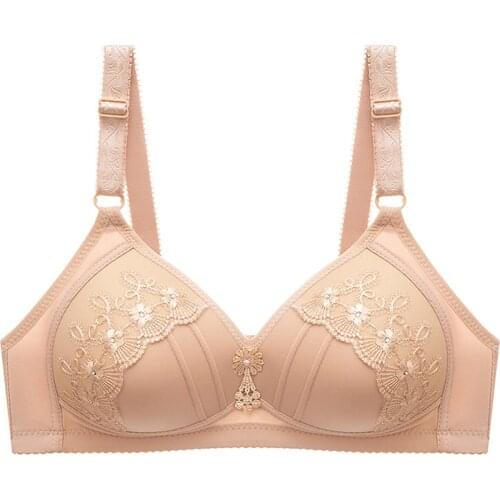 Big Cup Embroidered Non-wired Bra Plus Size Full Coverage Underwear Breathable Thin Brassiere L-5XL Size Braces & Supports TK