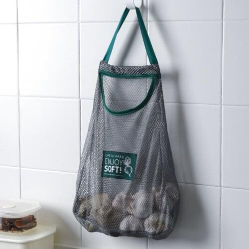 1 Piece Organize Portable Breathable Hanging Holder Kitchen Fruit Vegetable Storage Mesh Bag Wall-Mounted Sundries Storage Bag