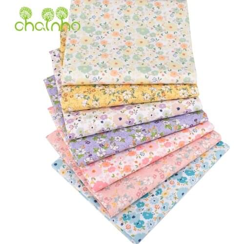 Chainho,Printed Plain Poplin Cotton Fabric,DIY Sewing Quilting Material For Baby&Childrens Shirt,Skirt,Dress,New Floral Series