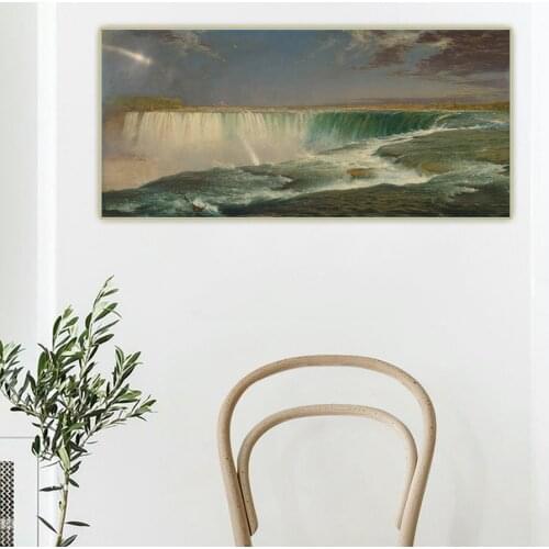 Citon Frederic Edwin Church《Niagara Falls》Canvas Art Oil Painting Artwork Poster Picture Backdrop Wall Decor Home Decoration