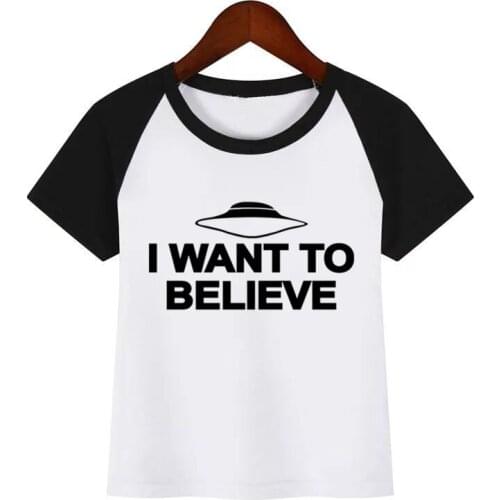 Children Summer T Shirt Inspired I Want To Believe Print T-Shirts Boys Girls Cotton Tops Kids Fashion Tshirt