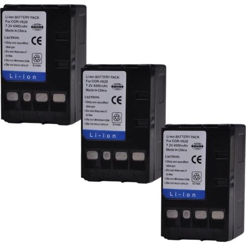 AsperX 4000mAh 3pcs CGR-V620 CGR V620 CGRV620 Battery for Panasonic NV-RX14 NV-RX17 NV-RX18 NV-RX24 NV-VC, NV-RX Battery