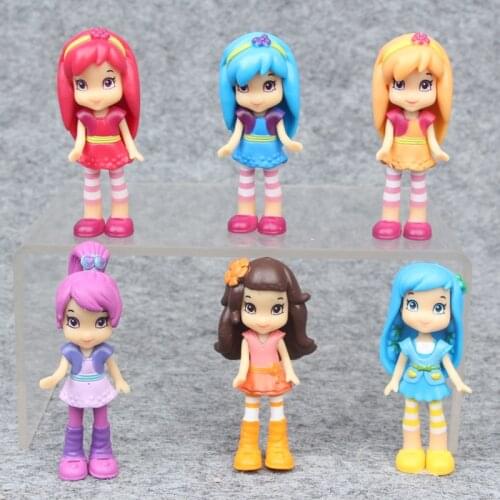 6pcs/set 7 cm Strawberry Shortcake Girls Action Figure Toys New Cartoon PVC Princess Dolls Collection for Kids Gift