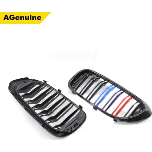 Glossy Matt black colorful M style ABS Double slats Car Front Bumper Radiator Mesh Grille Auto Racing Grills for BMW 5 G30 G38