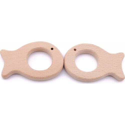 5pcs/lot DIY Organic Beech Unfinished Teething Toy Fish pendent Wood Food Grade Eco-friendly Handcrafted Toddler Toys Teethers