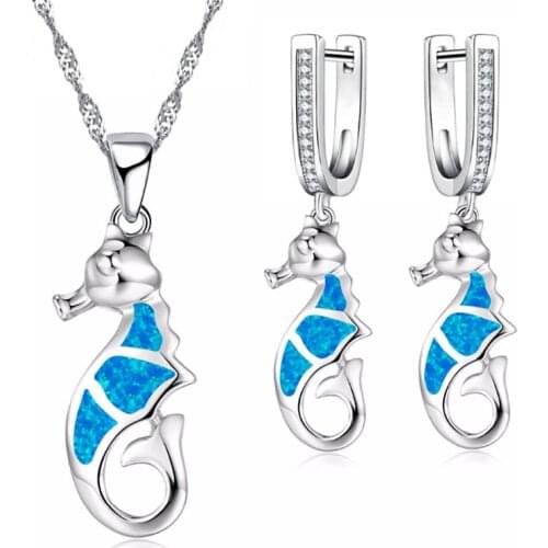Cute Hippocampus Jewelry Set For Women Accessories Fashion Necklace And Earrings Ladies Wedding Party Jewelry Girl Gift