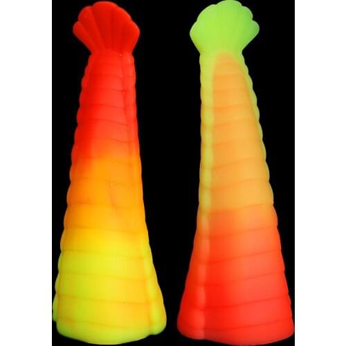 Red Yellow Gradient Liquid Silicone Female Anal Plug Masturbation Device Mermaid Tail Clit Massage Stick Adult Sex Toys 2021 New