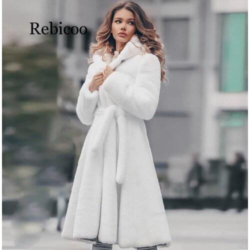 New Womens White Genuine Real Rex Rabbit Fur long Winter Hooded Coat For Female Fashion Luxury Natural Fur Jacket