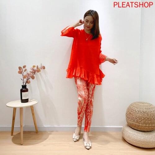 MIYAKE Pleated 2020 New Summer Large Size Slimming Two-Piece Elegant Fashion Suit Tracksuit Women Ropa De Mujer Dresy Damskie