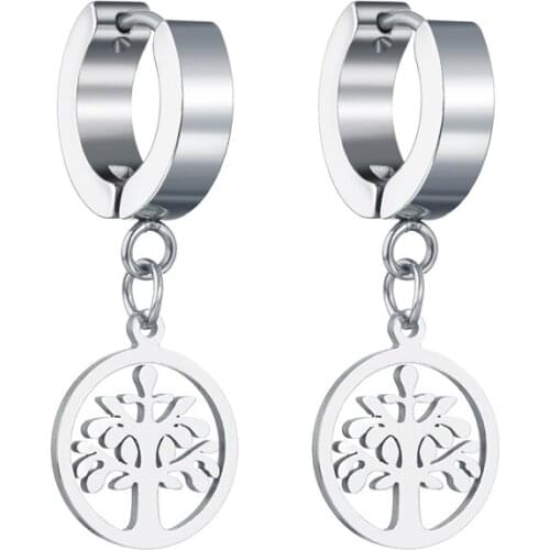 Fashion Popular Stainless Steel Stud Earrings Hollow Tree Of Life Earring For Women Men Hip Hop Jewelry Gifts 2020 Novelty