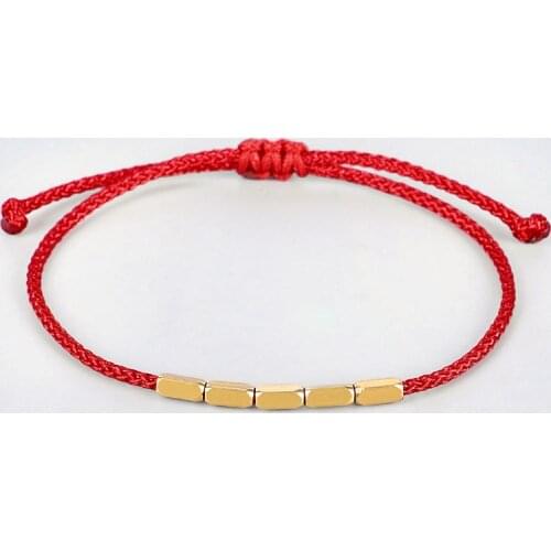 Fashion Creative Copper Bead Bracelet Handmade Rope Woven Adjustable Hand Chain For Men Women Lucky Red Rope Bracelet Jewelry