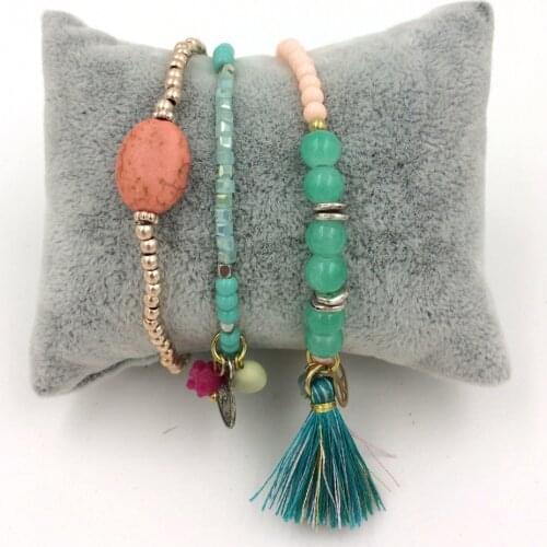 2015 New Boho European Jewelry Suppliers handcrafted bracelet gold brass beads beaded bracelet stone bracelet for women girl