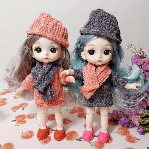 New 16cm Cute Bjd Doll 13 Joints Movable 1/12 Fashion Jacket Pants Dress Suit Doll 3D Eyes DIY Dress Up Girl Toy Birthday Gift