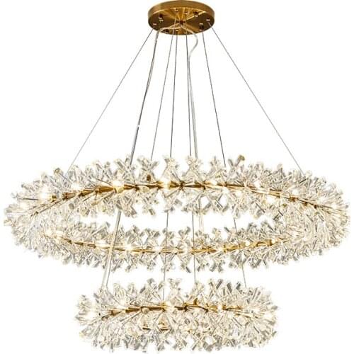 New living room crystal pendant light postmodern light luxury round garland lights Nordic designer restaurant bedroom lamps