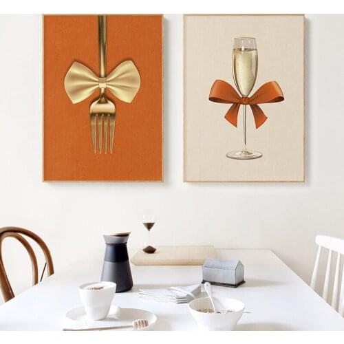 Orange Sunflower Lemon Abstract Posters Canvas Painting Print Pictures Wine Glass Tableware Wall Art Modern For Room Decor