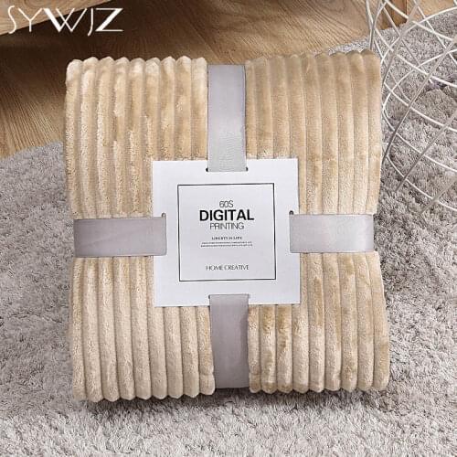 Fall Winter Striped Blanket Soft Warm Flannel Blankets Sheet Bedspread Solid Throw Comforter for Sofa Home Kids Bed Cover manta