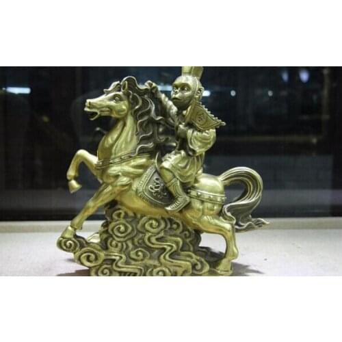 Song voge gem S1169 Chinese Copper Brass Feng shui Zodiac Year monkey Ride Horse Statue sculpture