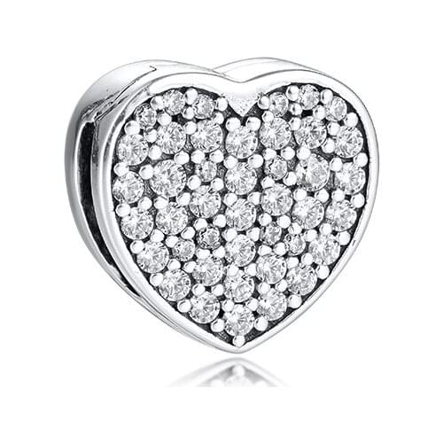 Fits Pandora Reflexion Bracelet Charms 925 Sterling Silver Reflexions Smooth Love Heart Clip Beads DIY Jewelry Making Kralen